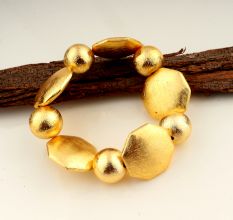 22k Gold plated Chunky Finding Stretchable bracelet, Brass handmade jewelry